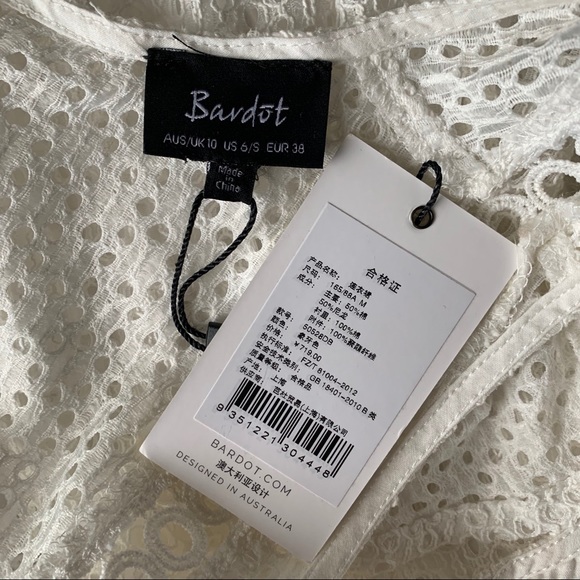 🆕 BARDOT v-neck broderie asymmetrical dress - Picture 9 of 12